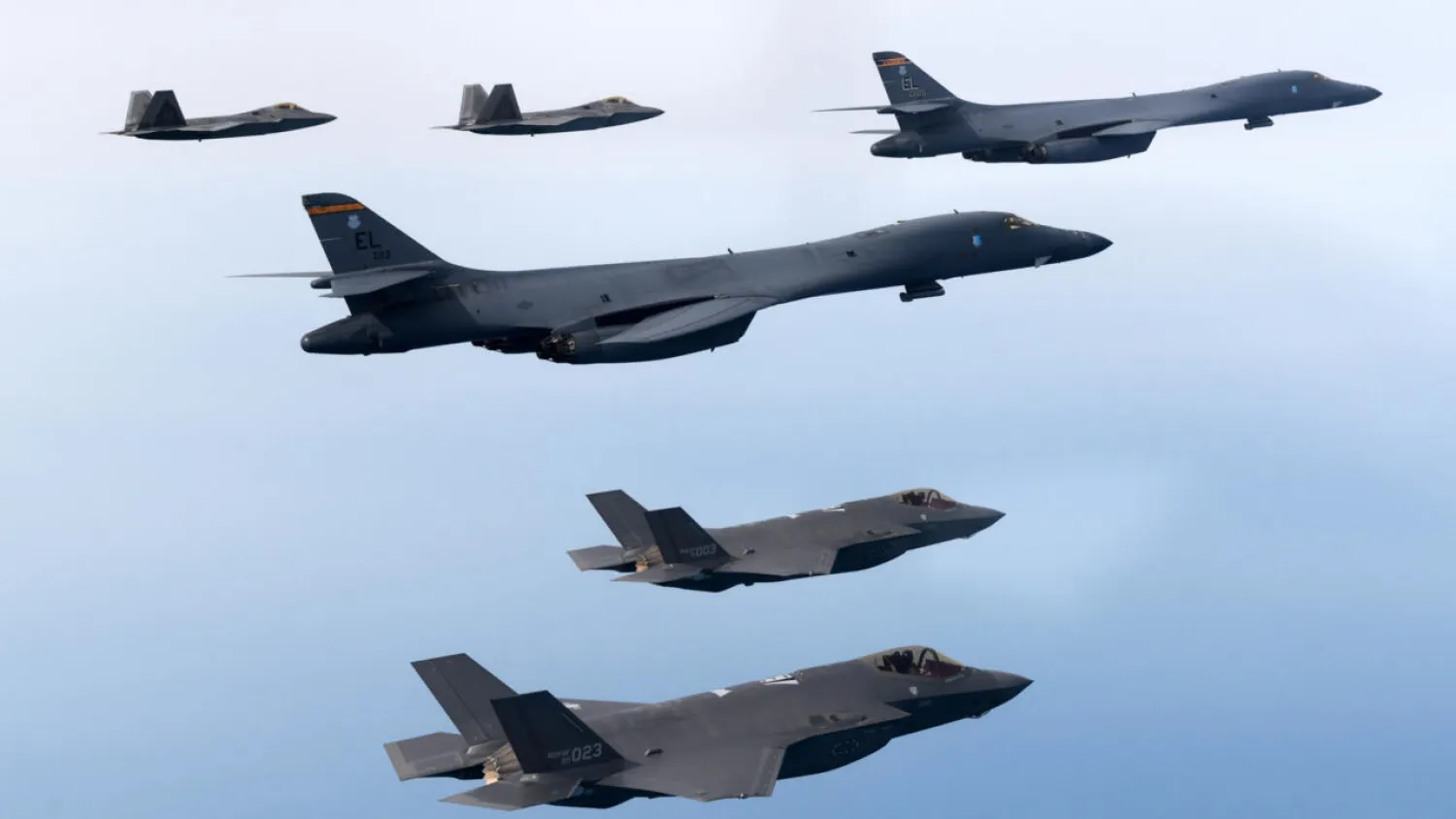 The United States and South Korea conducted a joint air exercise featuring long-range bombers and stealth fighters. Handout / South Korean Defense Ministry/AFP
