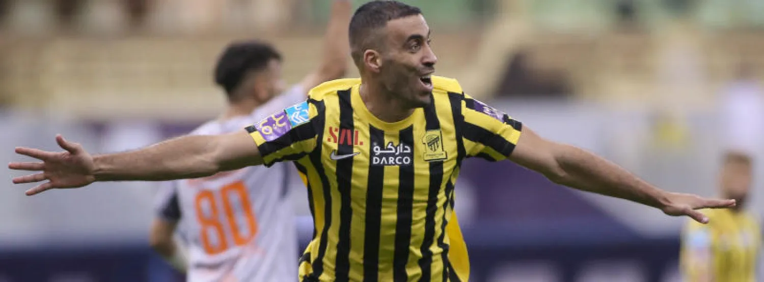 حمد الله محتفلاً بهدفه الأول في نهائي السوبر (تصوير: بشير صالح)