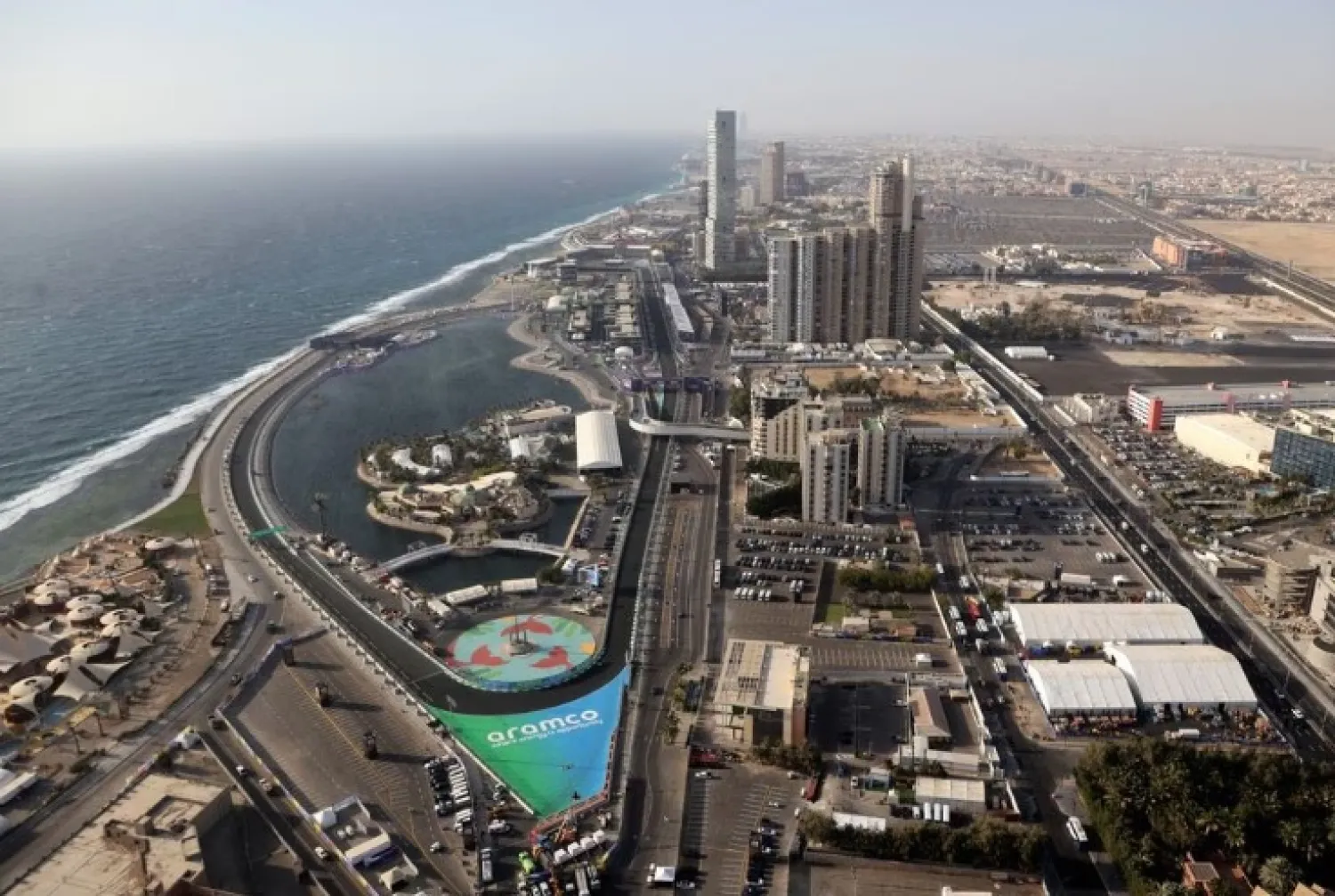 Jeddah, Saudi Arabia - March 26, 2022 General view of the F1 circuit during practice REUTERS/Ahmed Yosri 