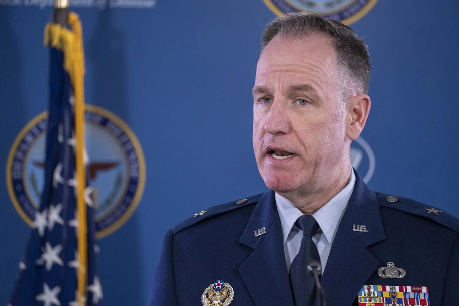 Pentagon spokesman US Air Force Brig. Gen. Patrick Ryder speaks during a media briefing at the Pentagon, Friday, Feb. 3, 2023, in Washington. (AP)