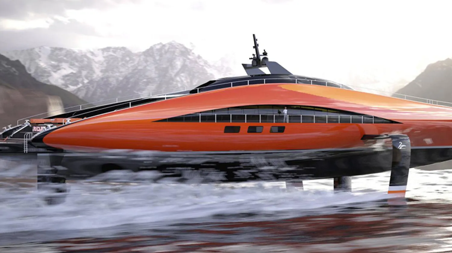 Yat, hareket halindeyken su yüzeyinin üzerine çıkacak (Lazzarini Tasarım Stüdyosu)