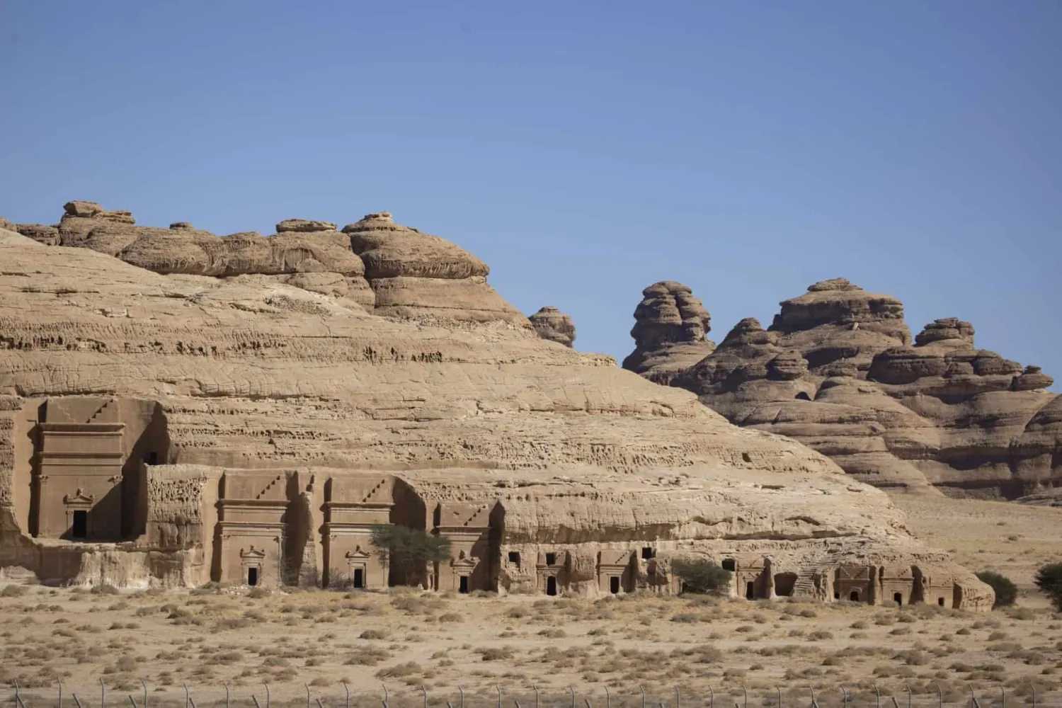 Ancient Nabataean carved rock tombs near AlUla. AFP