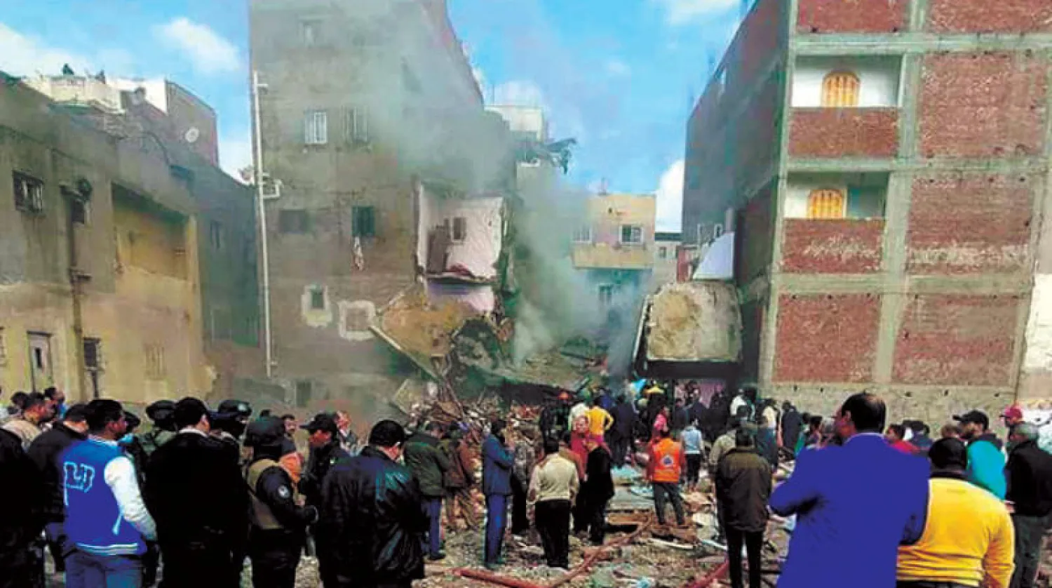 صورة متداولة لموقع انهيار عقار بمحافظة البحيرة