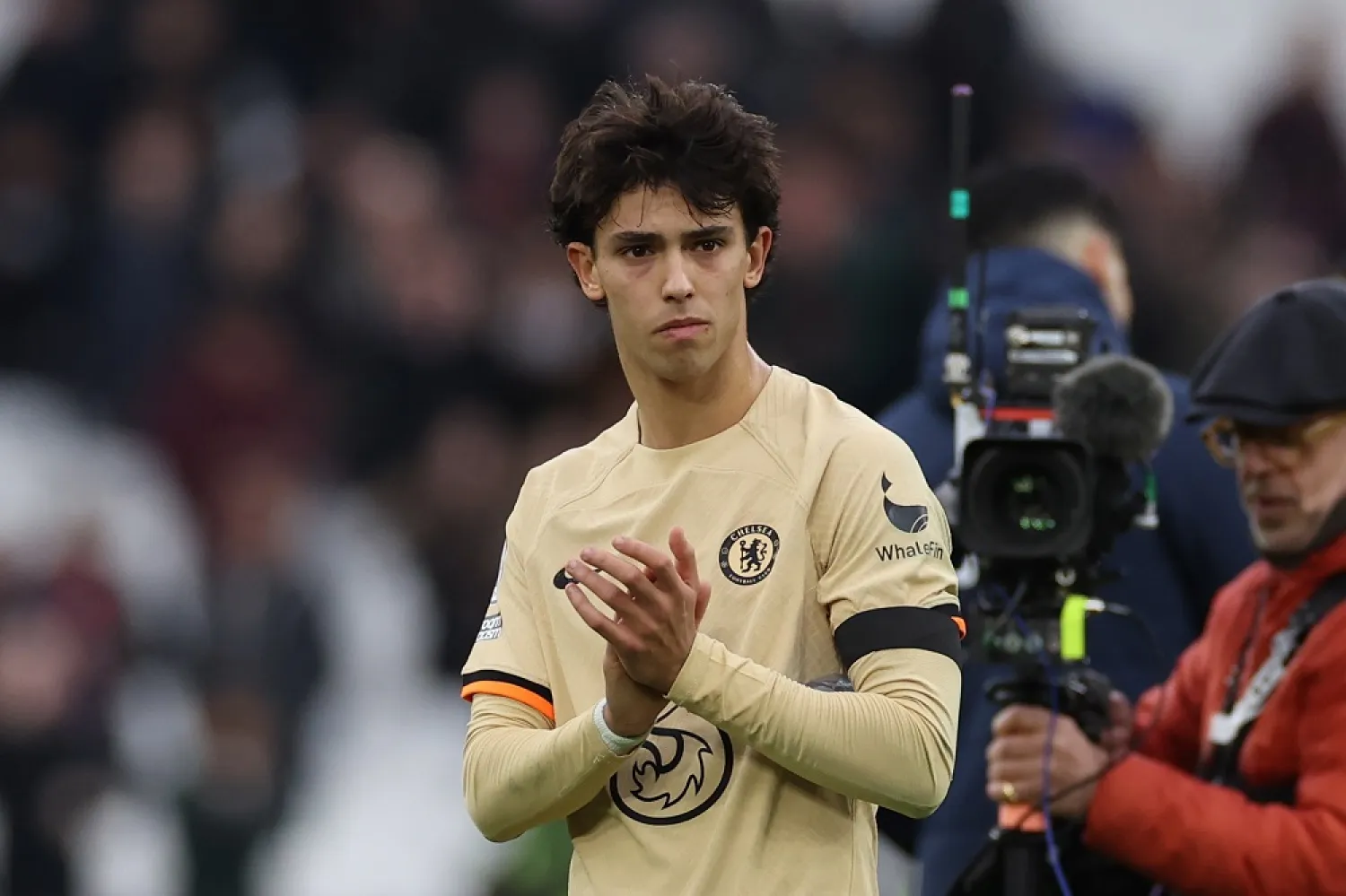 Joao Felix of Chelsea reacts after the English Premier League match between West Ham United and Chelsea FC in London, Britain, 11 February 2023. (EPA)