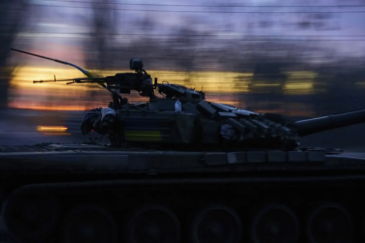  A Ukrainian tank rides to its position in the frontline in Bakhmut, Donetsk region, Ukraine, Friday, Feb. 10, 2023. (AP) 