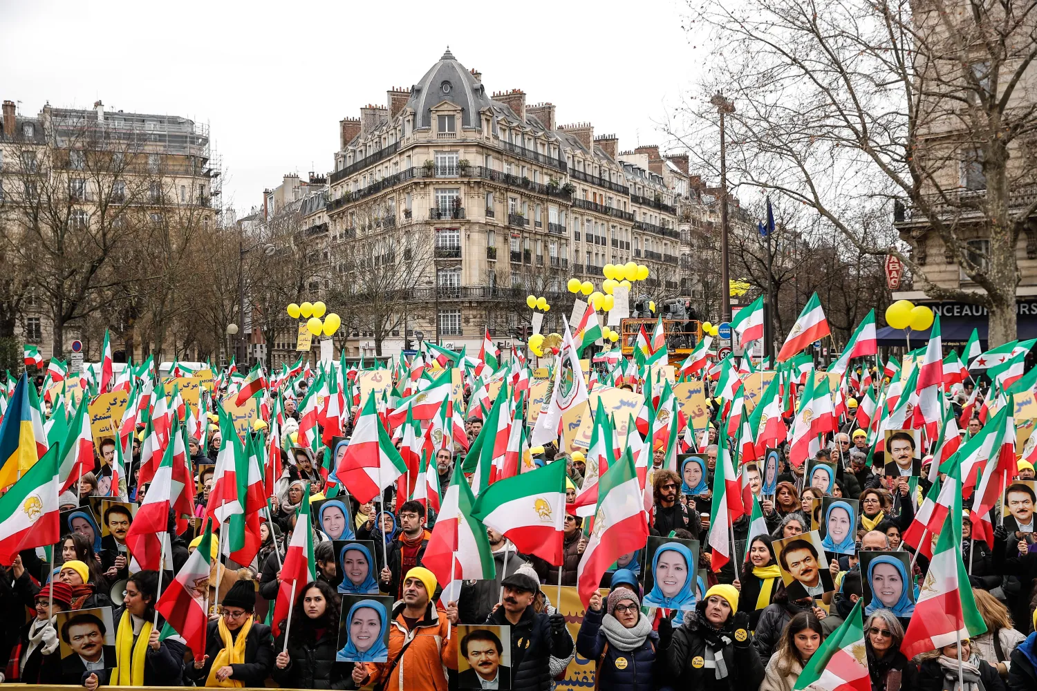 Hundreds of supporters of the National Council of Resistance of Iran participate in a demonstration on the 44th anniversary of the Iranian revolution against Shah Reza Pahlavi, in Paris, France, 12 February 2023. EPA