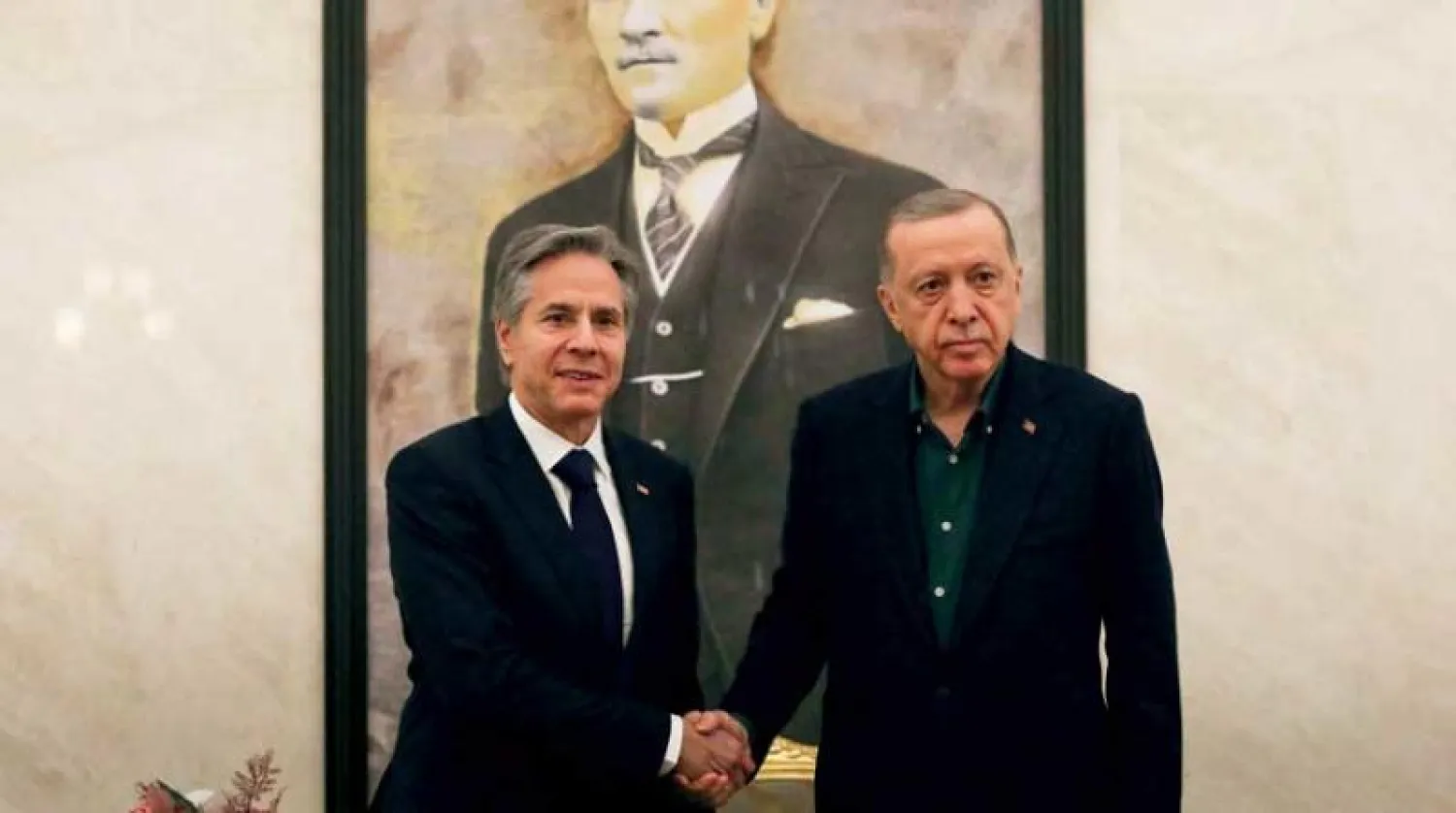 بلينكن مع الرئيس التركي في انقرة(أ.ف.ب)