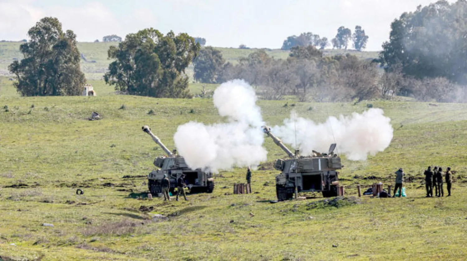 الجيش الإسرائيلي خلال تدريبات في مرتفعات الجولان يوم 15 فبراير الحالي (أ.ف.ب)