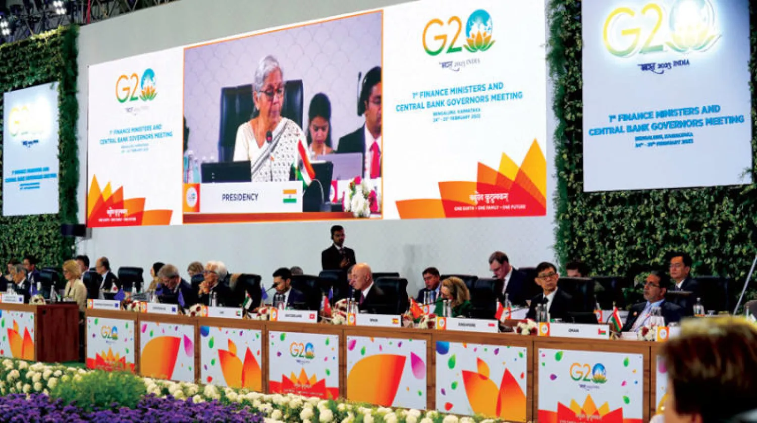 جانب من اجتماعات وزراء مالية ومحافظي البنوك المركزية لمجموعة العشرين في بنغالور الهندية (رويترز)