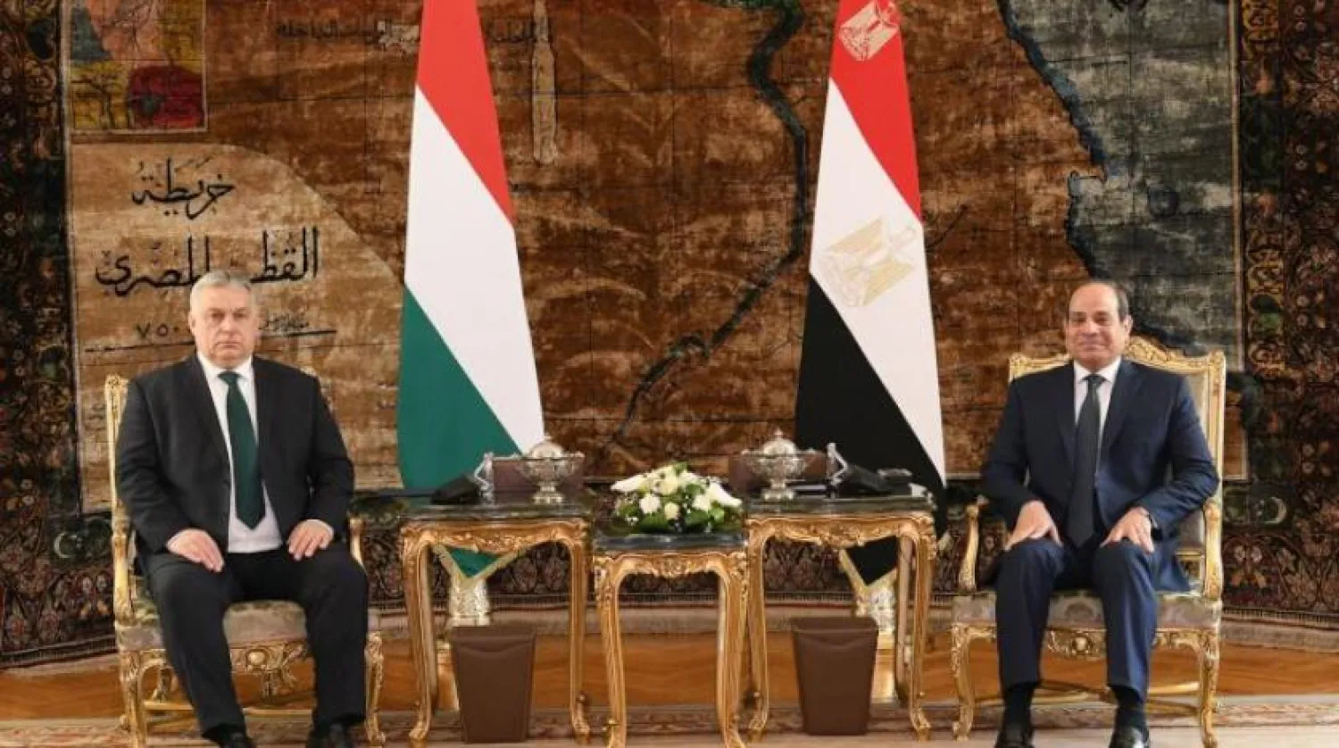 Sisi and Orban meet in Cairo on Tuesday. (Egyptian presidency)