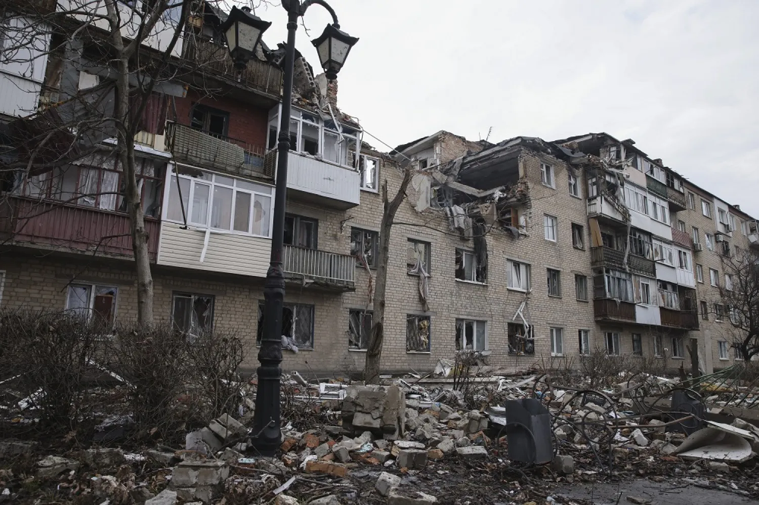 A view of the town of Bakhmut, the site of the heaviest battles with the Russian troops, Donetsk region, Ukraine, Monday, Feb. 27, 2023. (AP)
