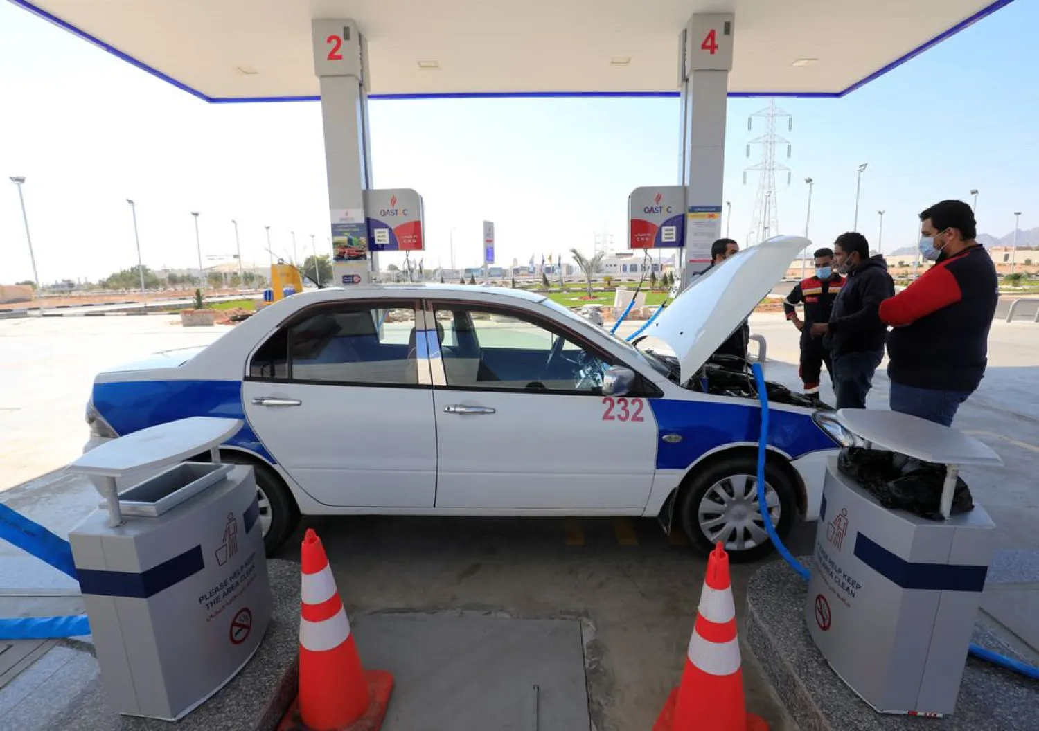 A car is being filled with fuel at a gas station in the Red Sea resort of Sharm el-Sheikh, Egypt February 6, 2021. REUTERS/Amr Abdallah Dalsh