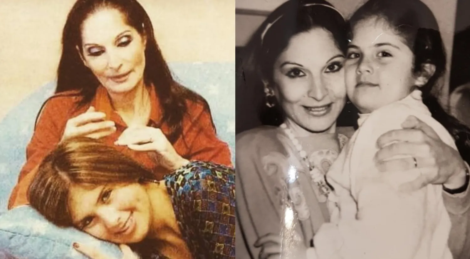 الفنانة اللبنانية سلوى القطريب وابنتها الفنانة ألين لحّود (الشرق الأوسط)