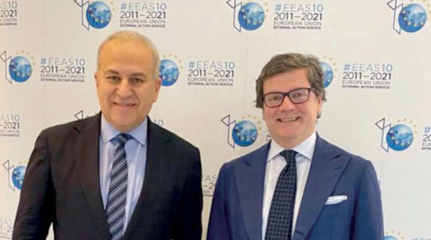 جانب من لقاءات مدير مركز «القاهرة الدولي لتسوية النزاعات» مع مسؤولين في الاتحاد الأوروبي وبلجيكا (الخارجية المصرية)