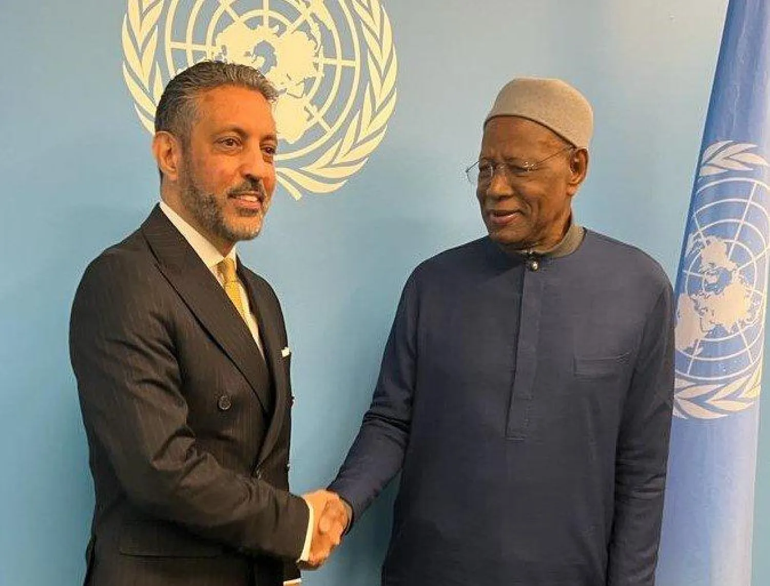 لقاء سابق لباتيلي مع طاهر السني المندوب الدائم لليبيا لدى الأمم المتحدة (المبعوث الأممي)