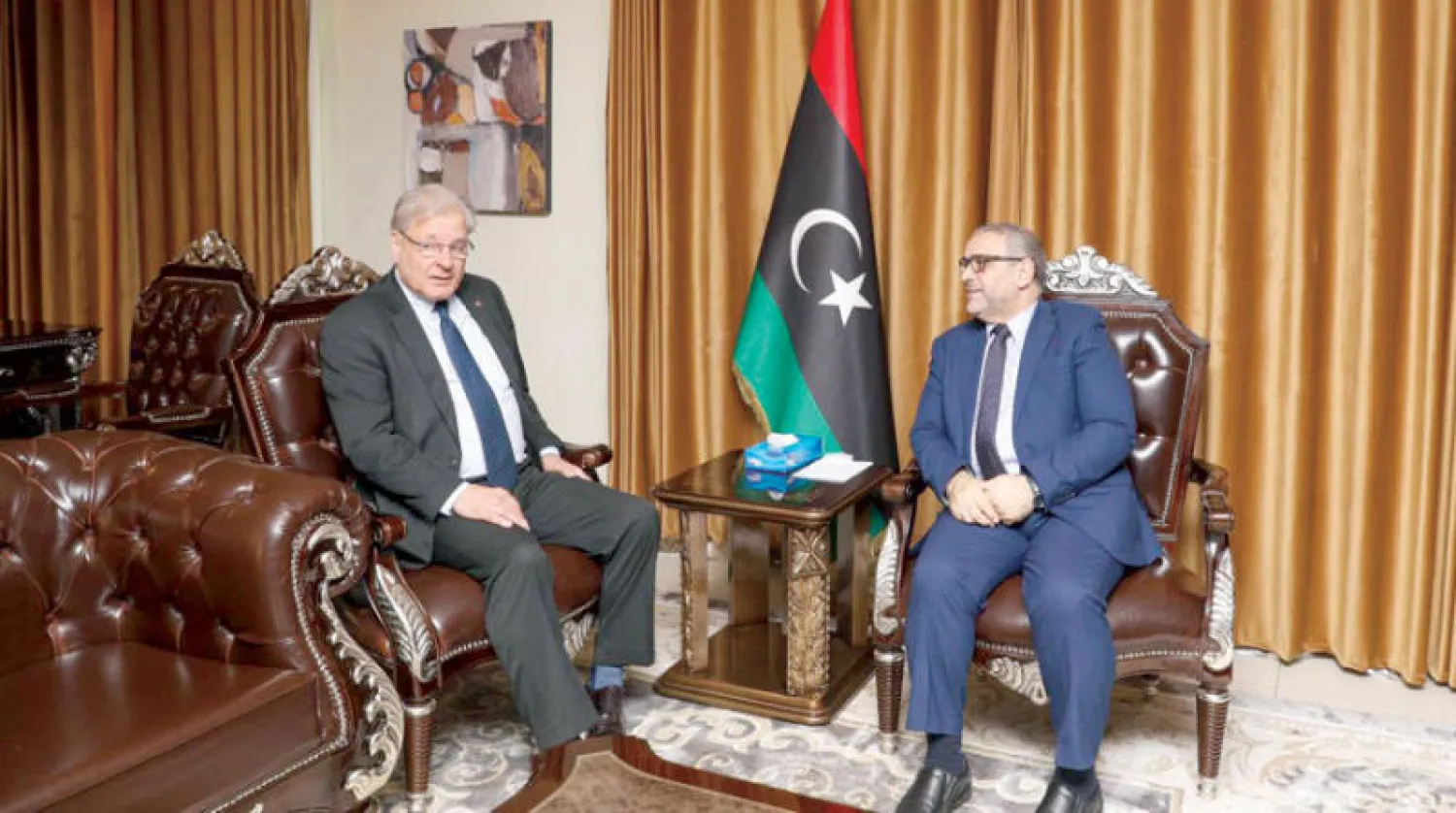 المشري مستقبلاً المبعوث الأميركي الخاص إلى ليبيا ريتشارد نورلاند (المكتب الإعلامي للأعلى للدولة)