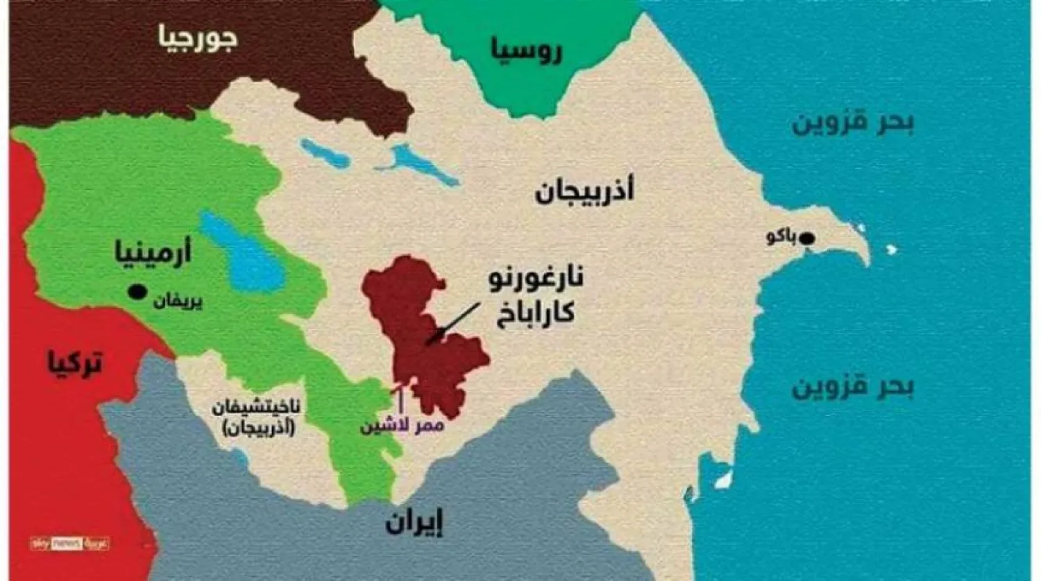 Çatışma bölgesi ve çevresinin haritası (Sosyal medya)