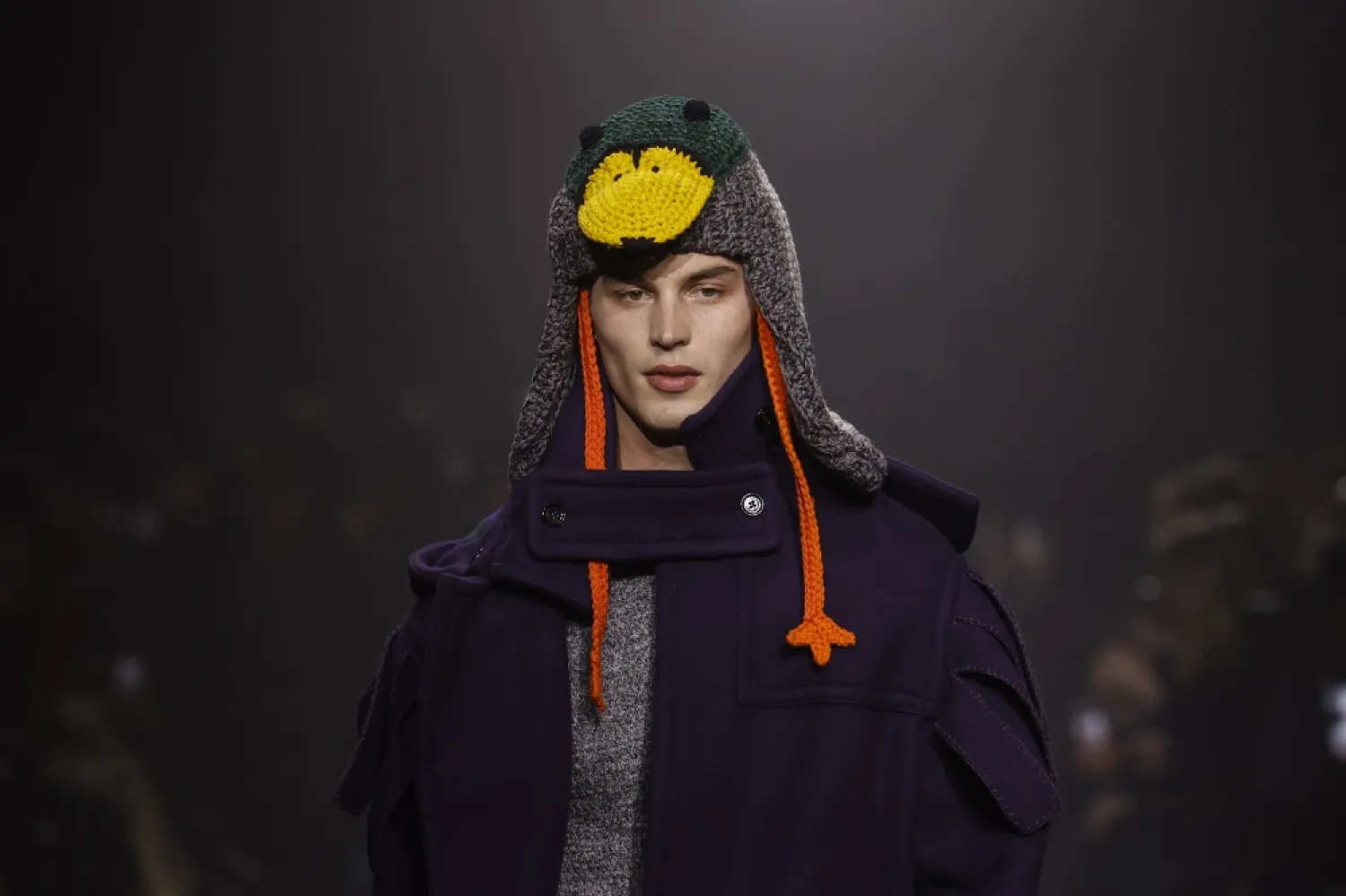 A model wears a creation for the Burberry Autumn/Winter 2023 fashion collection presented in London, Monday, Feb. 20, 2023. (AP)