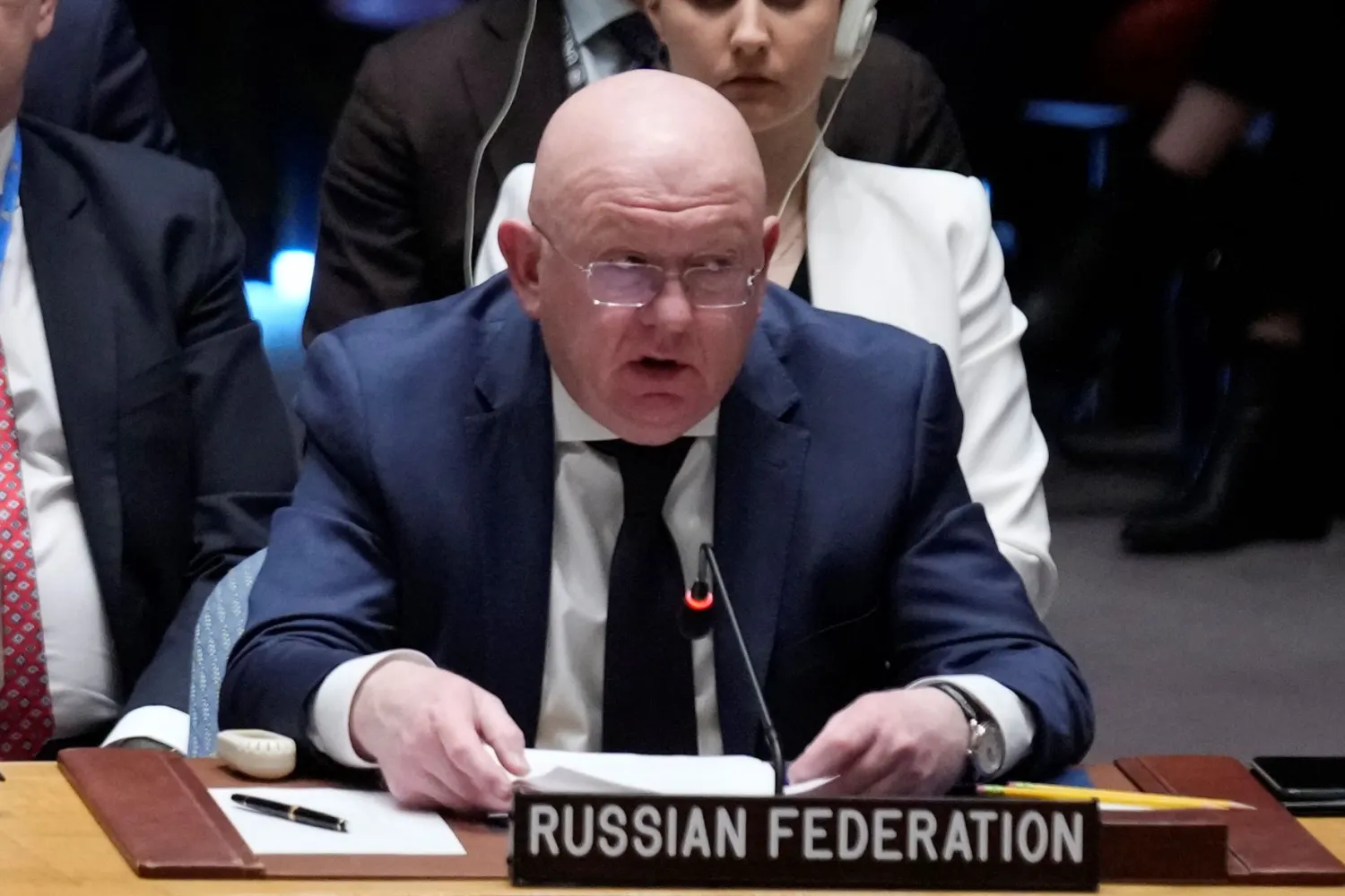 المندوب الروسي الدائم لدى الأمم المتحدة فاسيلي نيبينزيا (أ.ب)