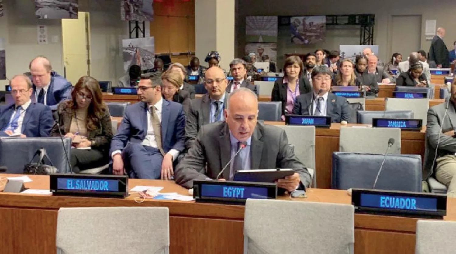 وزير الموارد المائية المصري في نيويورك الخميس خلال مشاركته في فعاليات مؤتمر الأمم المتحدة للمياه (الحكومة المصرية)