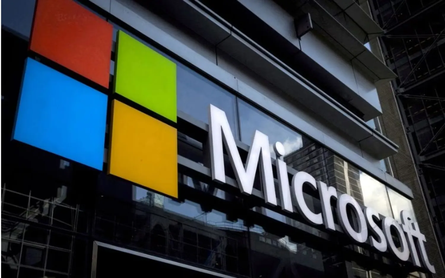 A Microsoft logo is seen on an office building in New York City, US on July 28, 2015. REUTERS/Mike Segar
