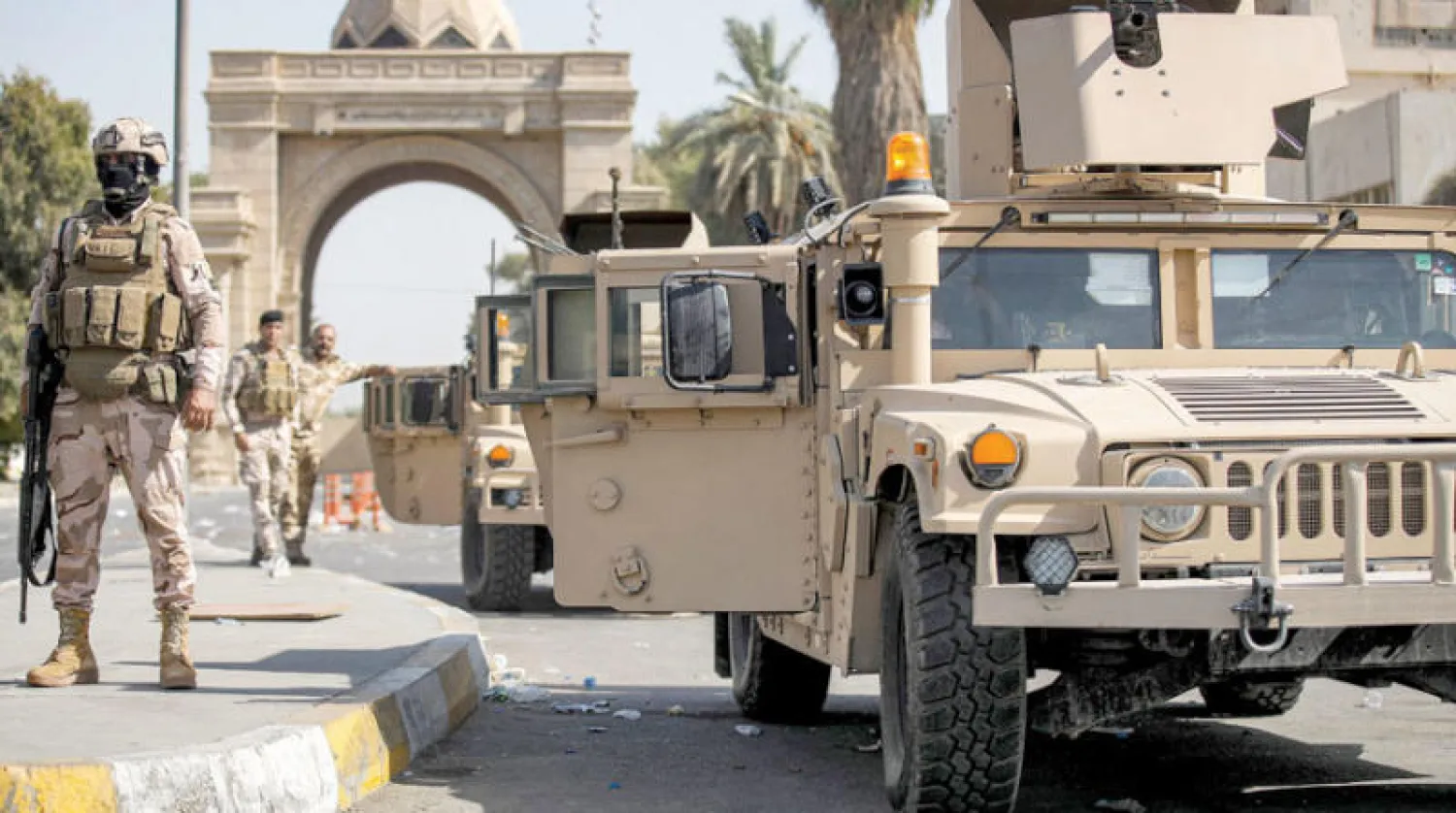 جنود عراقيون في المنطقة الخضراء ببغداد يوم 30 أغسطس الماضي (أ.ف.ب)