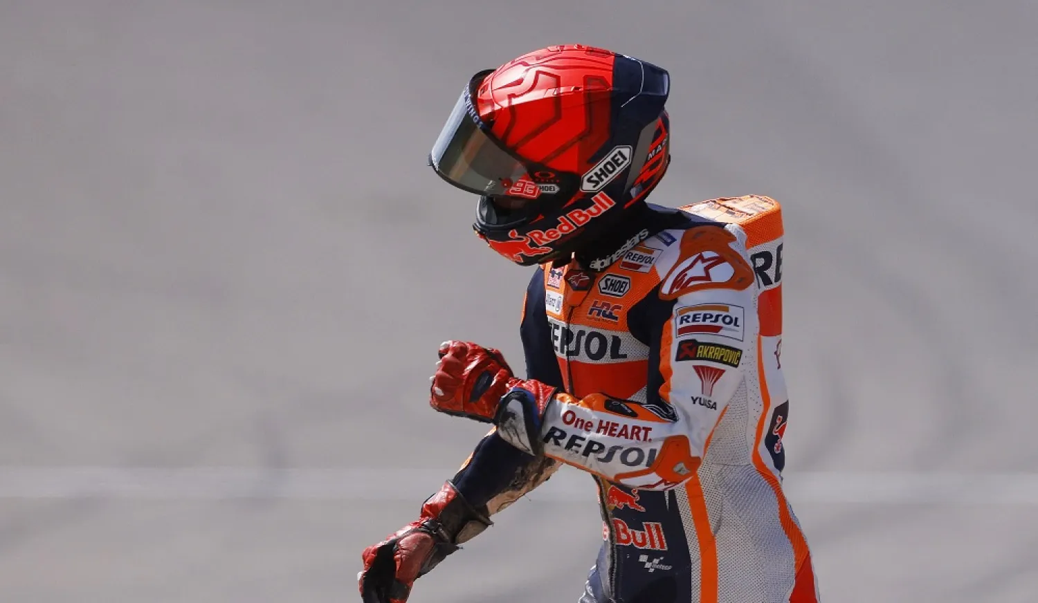 MotoGP - Portuguese Grand Prix - Algarve International Circuit, Portimao, Portugal - March 26, 2023 Repsol Honda Team's Marc Marquez reacts after crashing during the race. (Reuters)