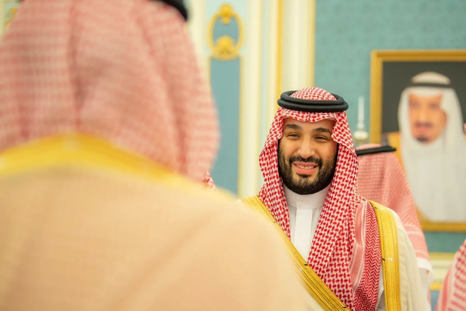 Prince Mohammed bin Salman bin Abdulaziz, Crown Prince and Prime Minister, receives well-wishers on the advent of the holy fasting month of Ramadan last week. (SPA)
