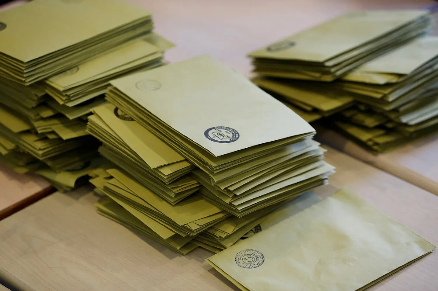 Ballot papers are seen during the counting of votes in a re-run of the mayoral election at a polling station in Istanbul, Turkey, June 23, 2019. (Reuters)