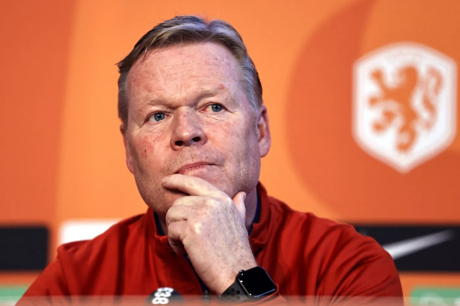 Netherland's national coach Ronald Koeman attends a press conference of the Dutch national team at KNVB Campus in Zeist on March 26, 2023, on the even of the UEFA Euro 2024 Group B qualification match between Netherlands and Gibraltar at the de Kuip Stadium in Rotterdam. (AFP)