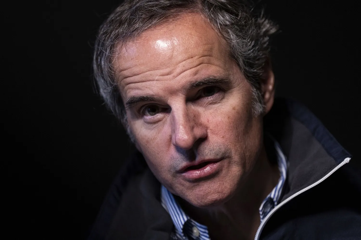 IAEA chief Rafael Mariano Grossi speaks to Associated Press before visiting Zaporizhzhia Nuclear Power Plant during an interview in Dnipro, Ukraine, Tuesday, March 28, 2023. (AP)