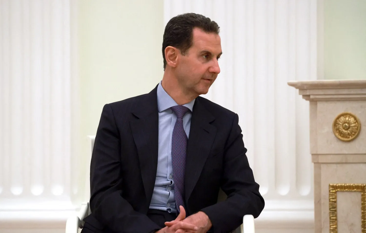 Syrian President Bashar al-Assad attends a meeting with Russian President Vladimir Putin at the Kremlin in Moscow, Russia, March 15, 2023. (Reuters)