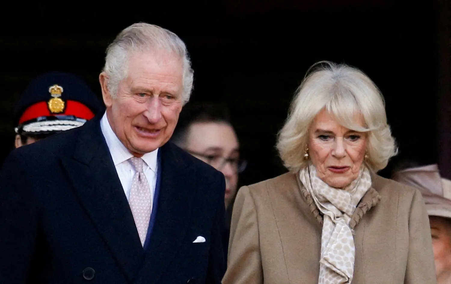 Britain's King Charles and Queen Camilla leave after their visit to the Bolton Town Hall, in Bolton, Britain January 20, 2023. (Reuters)
