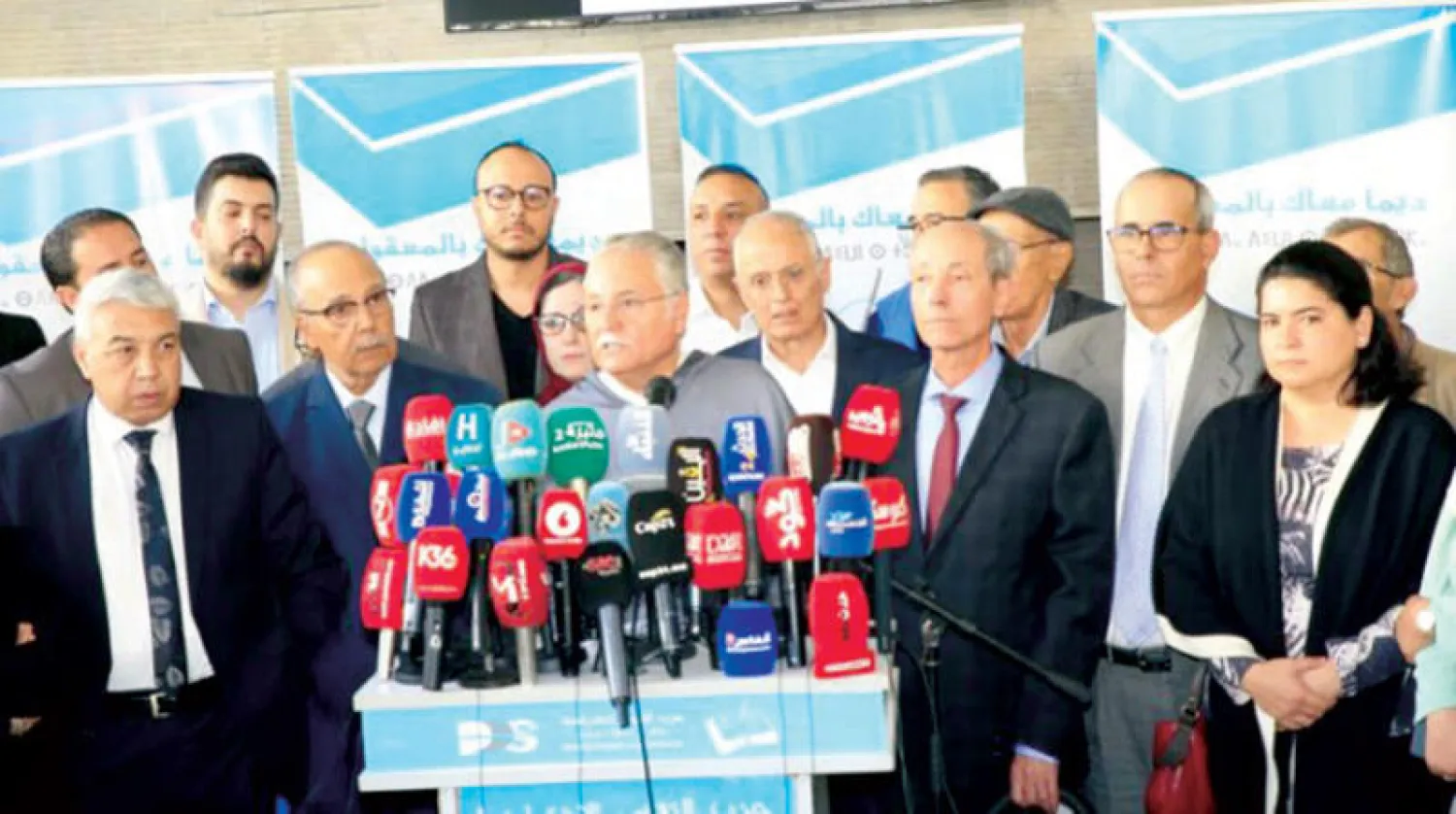 جانب من اللقاء الصحافي للمكتب السياسي لحزب «التقدم والاشتراكية» (الشرق الأوسط)