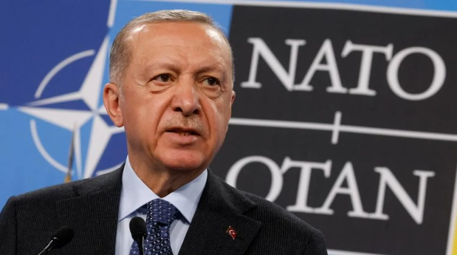 Türkiye's President Recep Tayyip Erdogan speaks at a news conference during a NATO summit in Madrid, Spain June 30, 2022. (Reuters)
