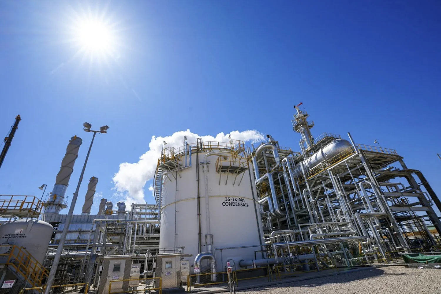 This handout photo released by the Iraqi prime minister's office on April 1, 2023, shows a view of installations at the Karbala oil refinery in the eponymous governorate, on the date it launched operations. (Iraqi Prime Minister Media Office / AFP)