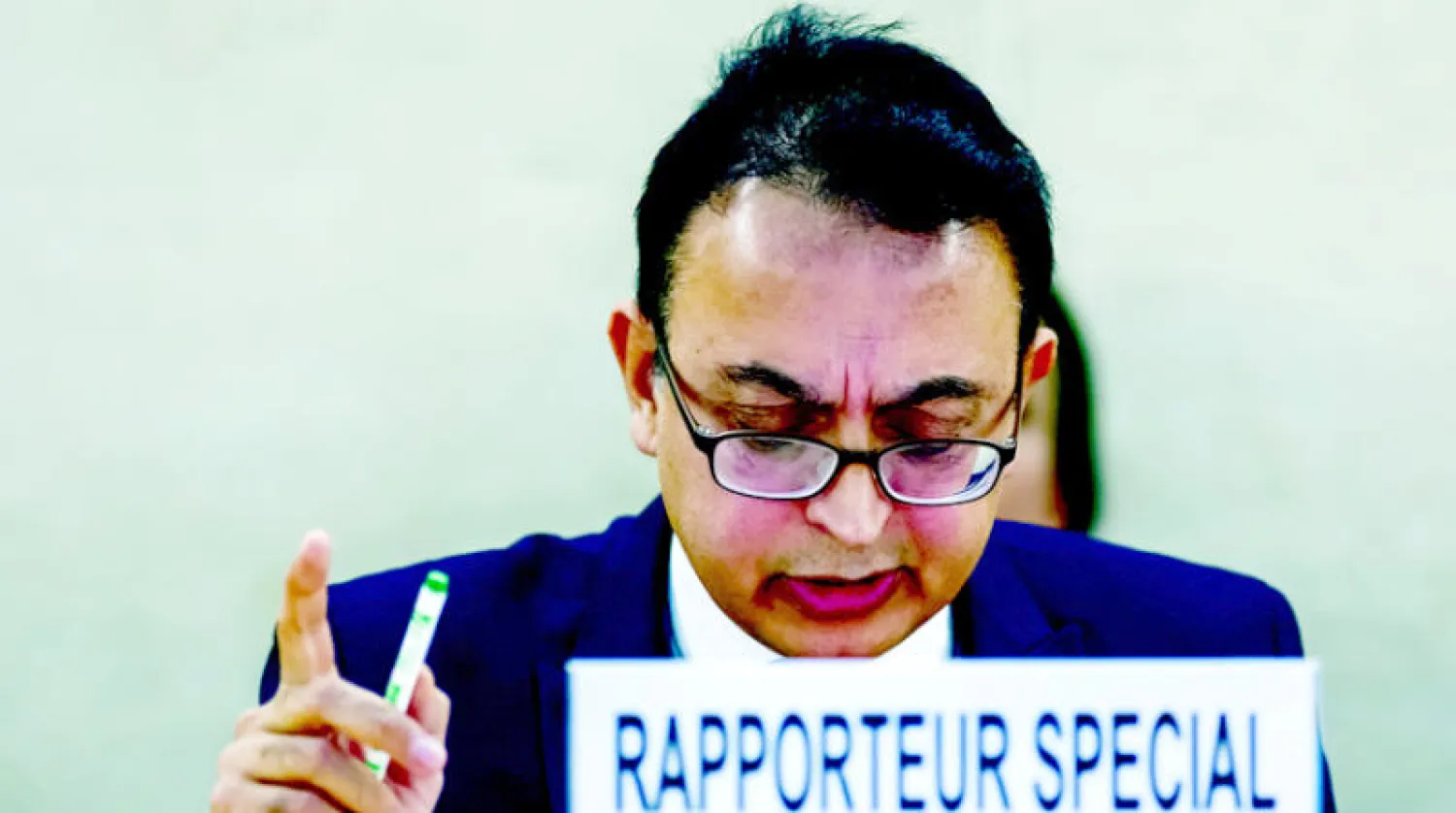 جاويد رحمن خلال إحاطة بجنيف في نوفمبر الماضي (إ.ب.أ)