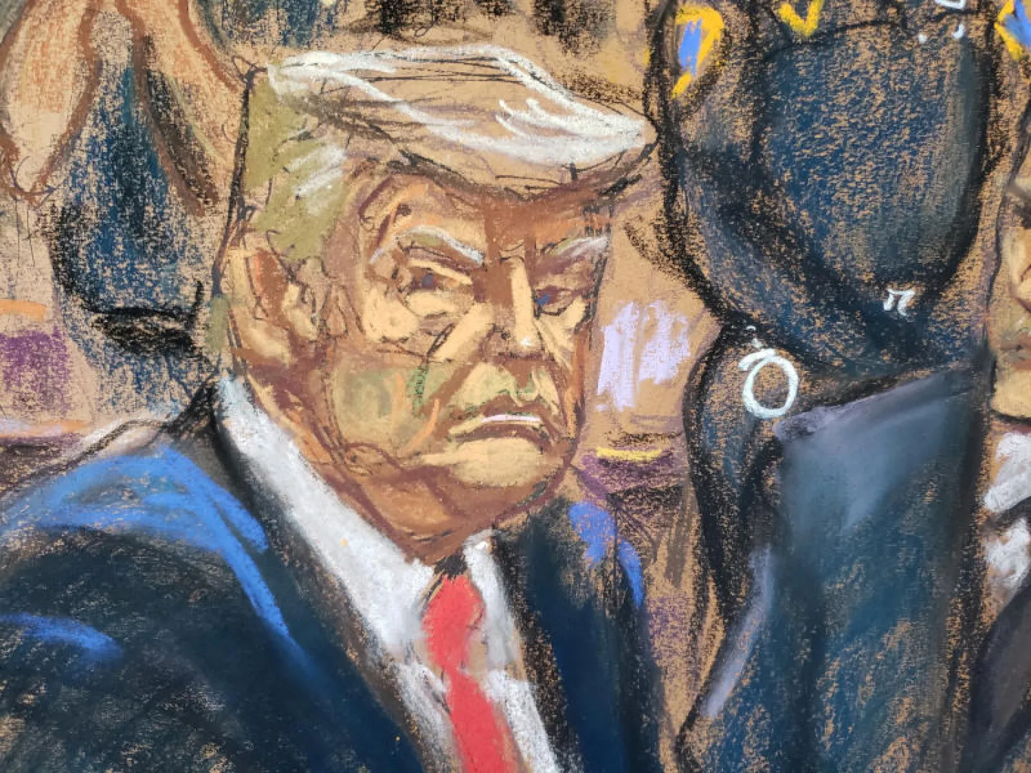 الرئيس الأميركي دونالد ترمب خلال جلسة محاكمته في مانهاتن (رويترز)