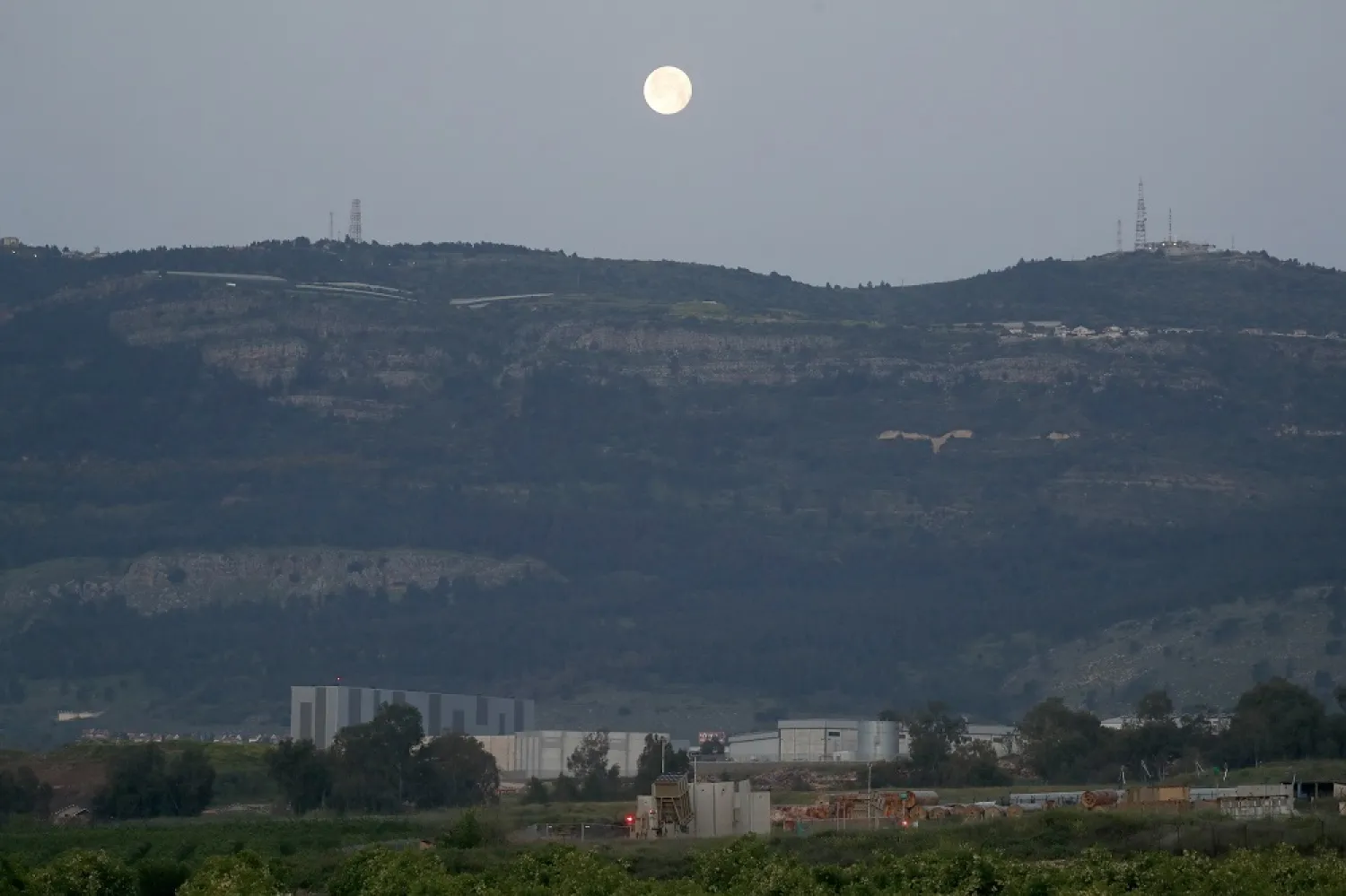 Israeli Iron Dome, air defense system, deployed near the town of Kiryat Shmona near the Israel -Lebanon border, 07 April 2023. (EPA)
