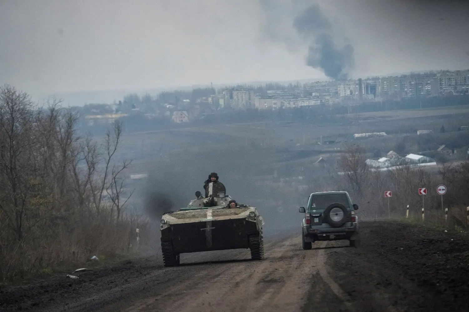 Ukrainian service members ride a BMP-1 infantry fighting vehicle, as Russia's attack on Ukraine continues, near the front line city of Bakhmut, Ukraine April 6, 2023. (Reuters)