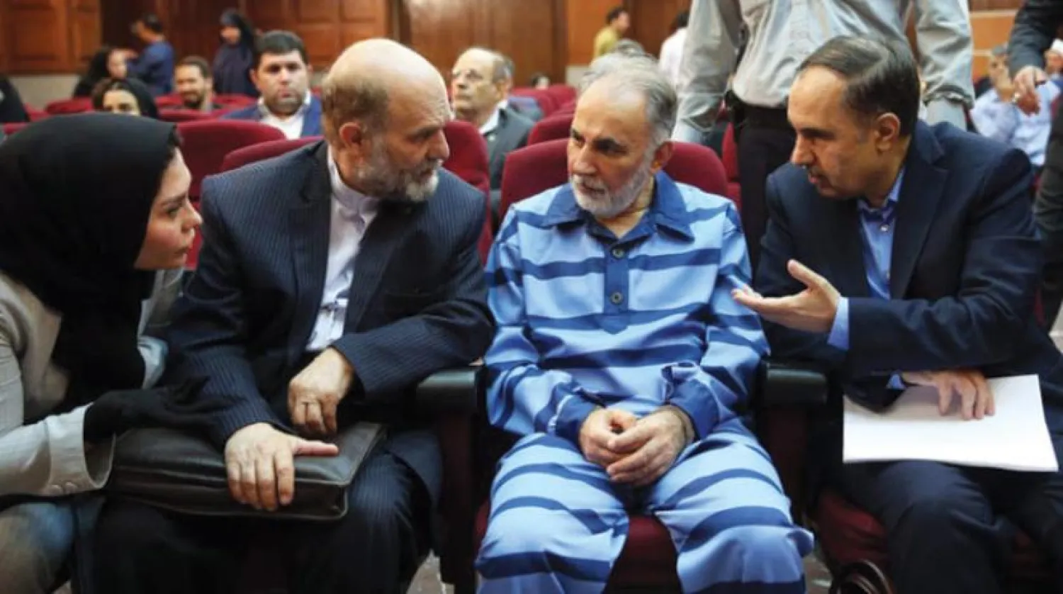 Former Iranian Minister of Education and Tehran Mayor Mohammed Ali Najafi is seen in court in 2019. (AFP)