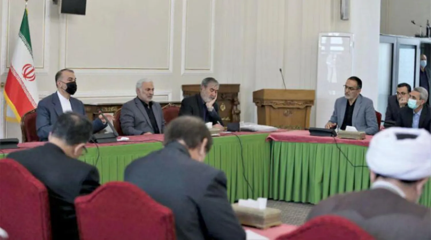 Iranian Foreign Minister Hossein Amir-Abdollahian with a group of legislators (Foreign Ministry)
