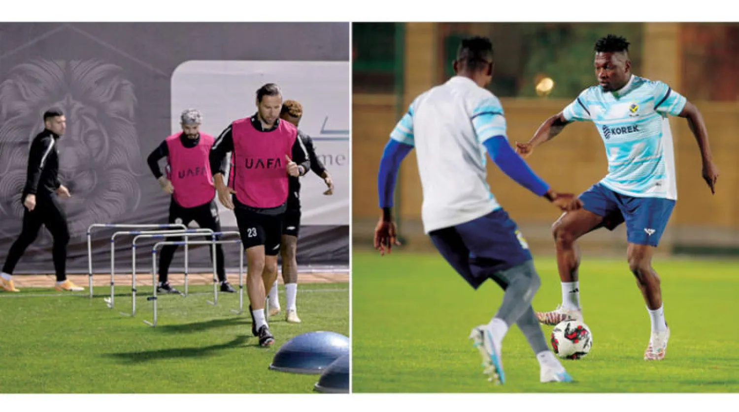 من تدريبات القوة الجوية العراقي تأهباً للمواجهة    -   جانب من استعدادات الشباب (الشرق الأوسط)