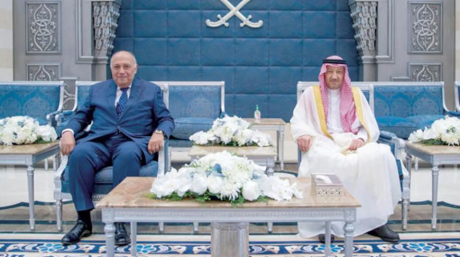 Suudi Arabistan Dışişleri Bakan Yardımcısı Velid bin Abdulkerim el-Hureyci dün Mısır Dışişleri Bakanı Samih Şukri'yi Cidde'de kabul etti. (SPA)