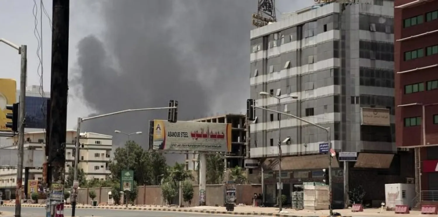 Smoke is seen rising from a neighborhood in Khartoum, Sudan on Saturday, April 15, 2023. AP