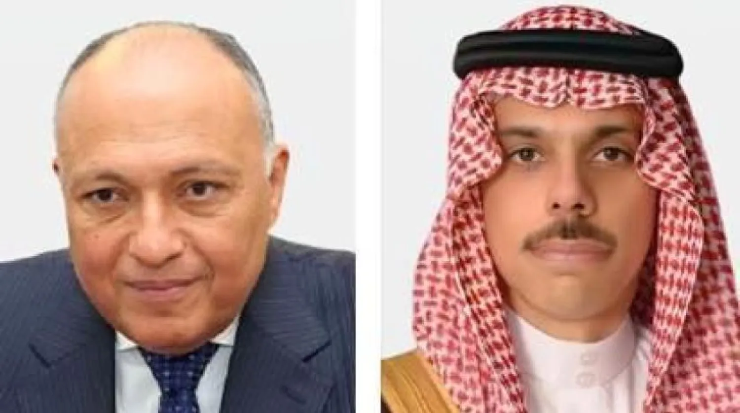 Saudi Minister of Foreign Affairs Prince Faisal bin Farhan bin Abdullah and Egyptian counterpart Sameh Shoukry (Saudi Foreign Ministry) 