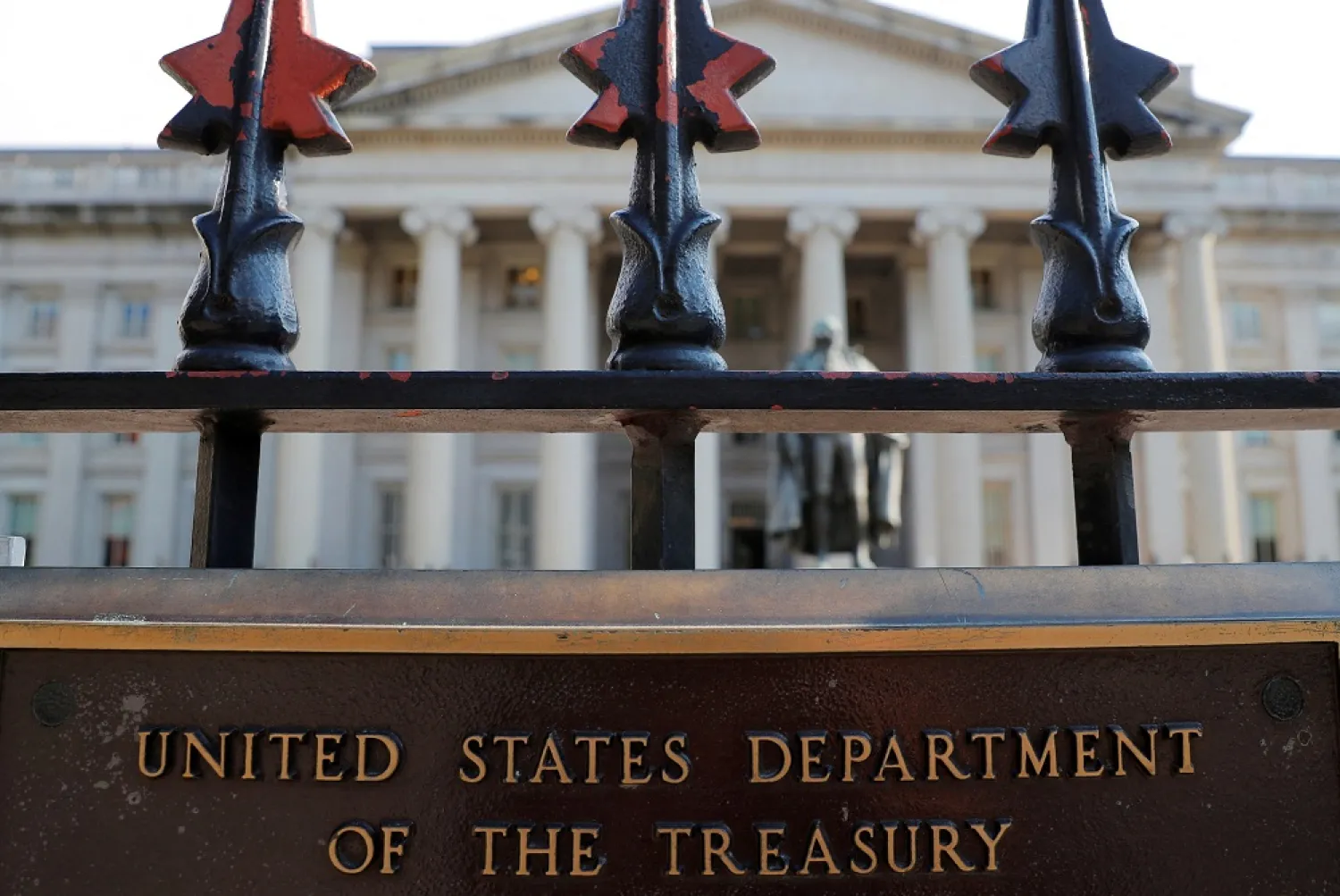 A sign marks the US Treasury Department in Washington, US, August 6, 2018. (Reuters)