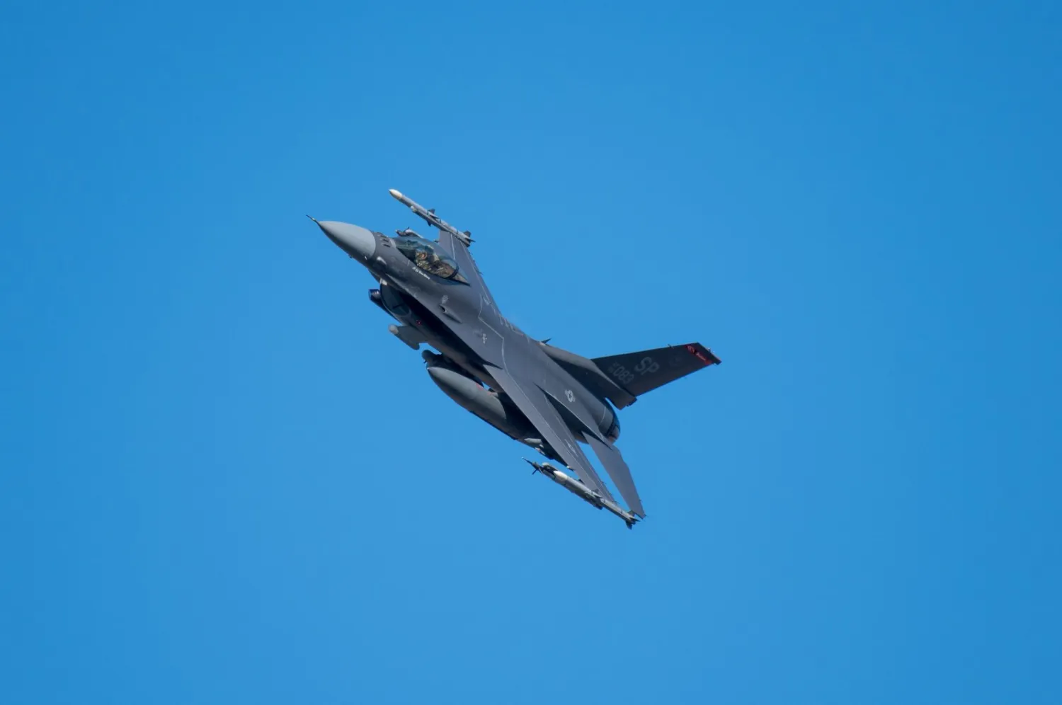 A US F-16 fighter jet flies over the Eifel region near Spangdahlem, Germany, Feb. 23, 2022. (Reuters Photo)