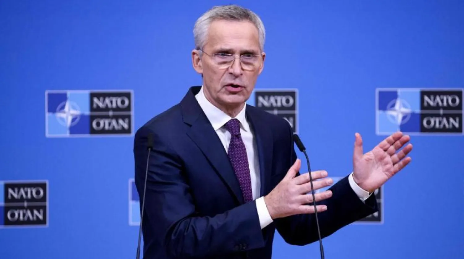 NATO Secretary General Jens Stoltenberg holds a press conference at the end of a two-day meeting of the alliance's Defense Ministers at the NATO headquarters in Brussels on February 15, 2023. (AFP)

