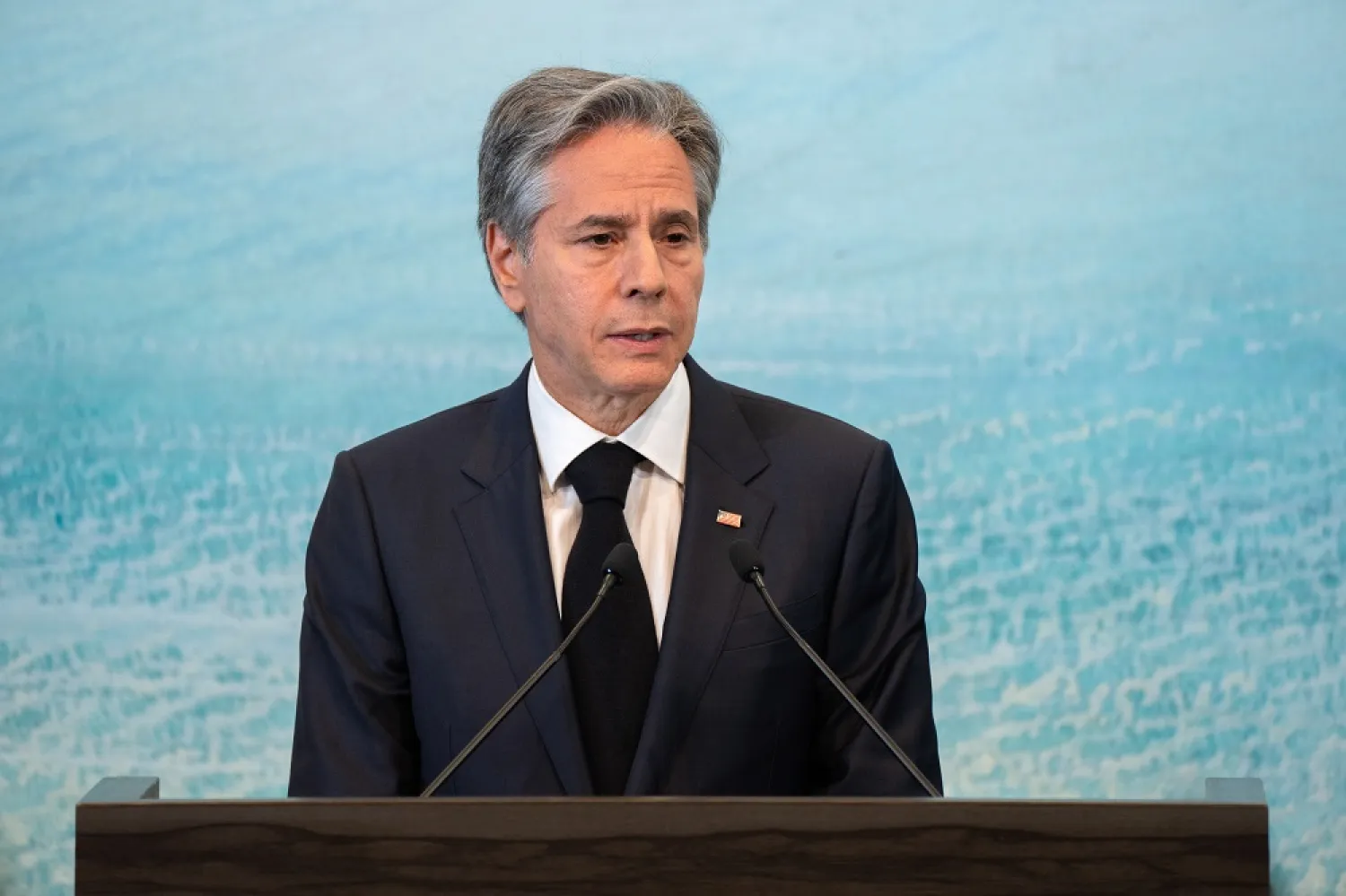 US Secretary of State Antony Blinken holds a press conference after a session of the G7 Foreign Ministers' Meeting at Karuizawa Prince Hotel West in Karuizawa, Nagano prefecture, Japan, 18 April 2023. (EPA)